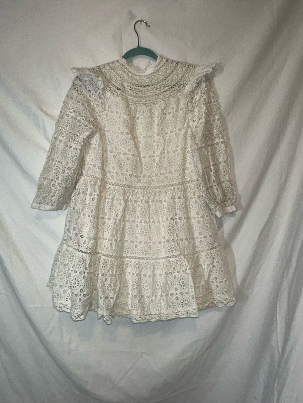 Vineyard Vines Ivory Lace Tiered High-Neck Dress